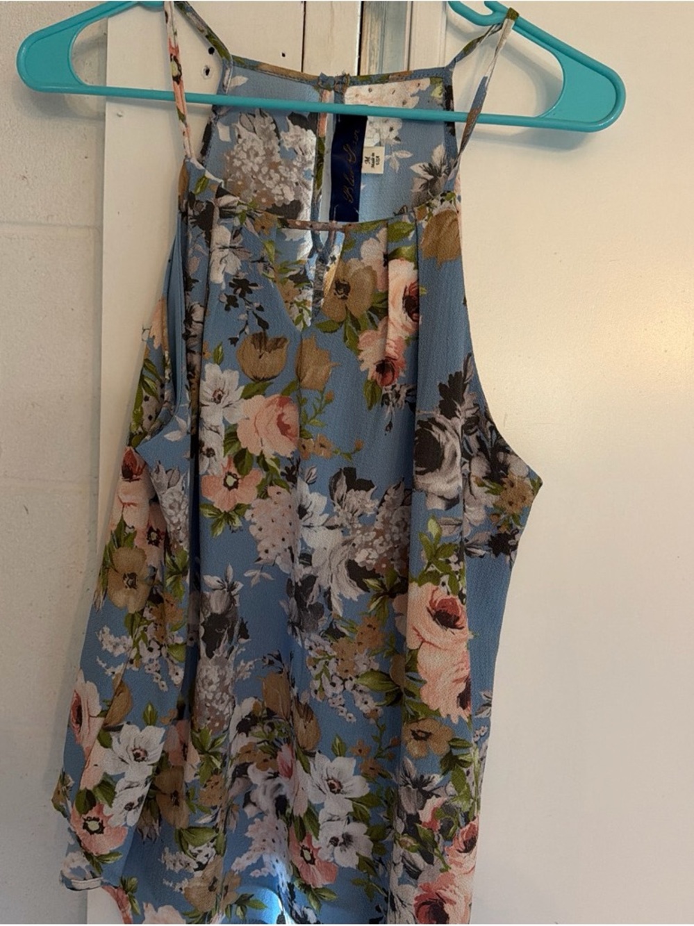 Blue Rain Floral Halter Cami in Light Blue and Pink